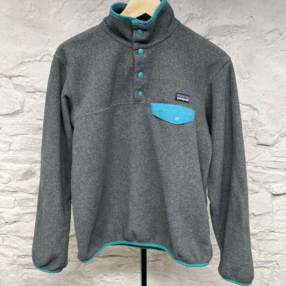 Patagonia Sweaters - Patagonia Synchilla Fleece Snap T Sweater Womens Small Grey Jacket Pullover Logo